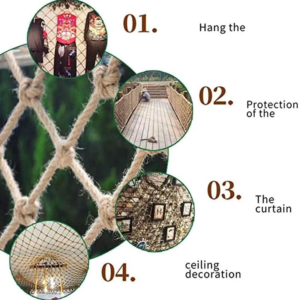 Hemp Rope Net Child Playground Decor Birds Rope Net Heavy Duty Treehouse Climbing Cargo Net Kids Rope Ladder Rock Outdoor Bridge Grid 10cm (Size : 3 * 4m(10 * 13ft))