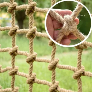 Hemp Rope Net Playground Net,Heavy Duty Climbing Netting for Treehouse/Jungle Gyms,Indoor & Outdoor Safety Protection Net Decorative Net(Size:1Mx2M(3.3FTx6.5FT))
