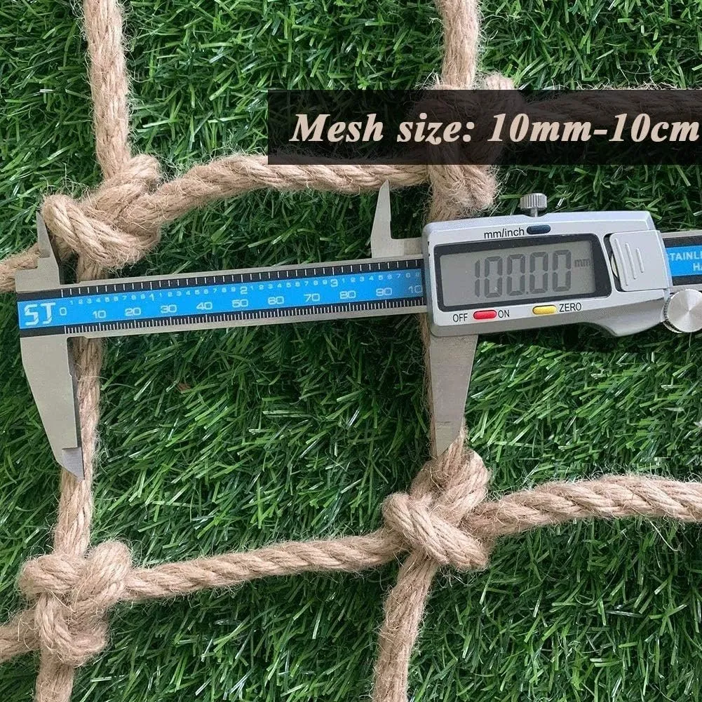 Hemp Rope Net Playground Net,Heavy Duty Climbing Netting for Treehouse/Jungle Gyms,Indoor & Outdoor Safety Protection Net Decorative Net(Size:1Mx2M(3.3FTx6.5FT))
