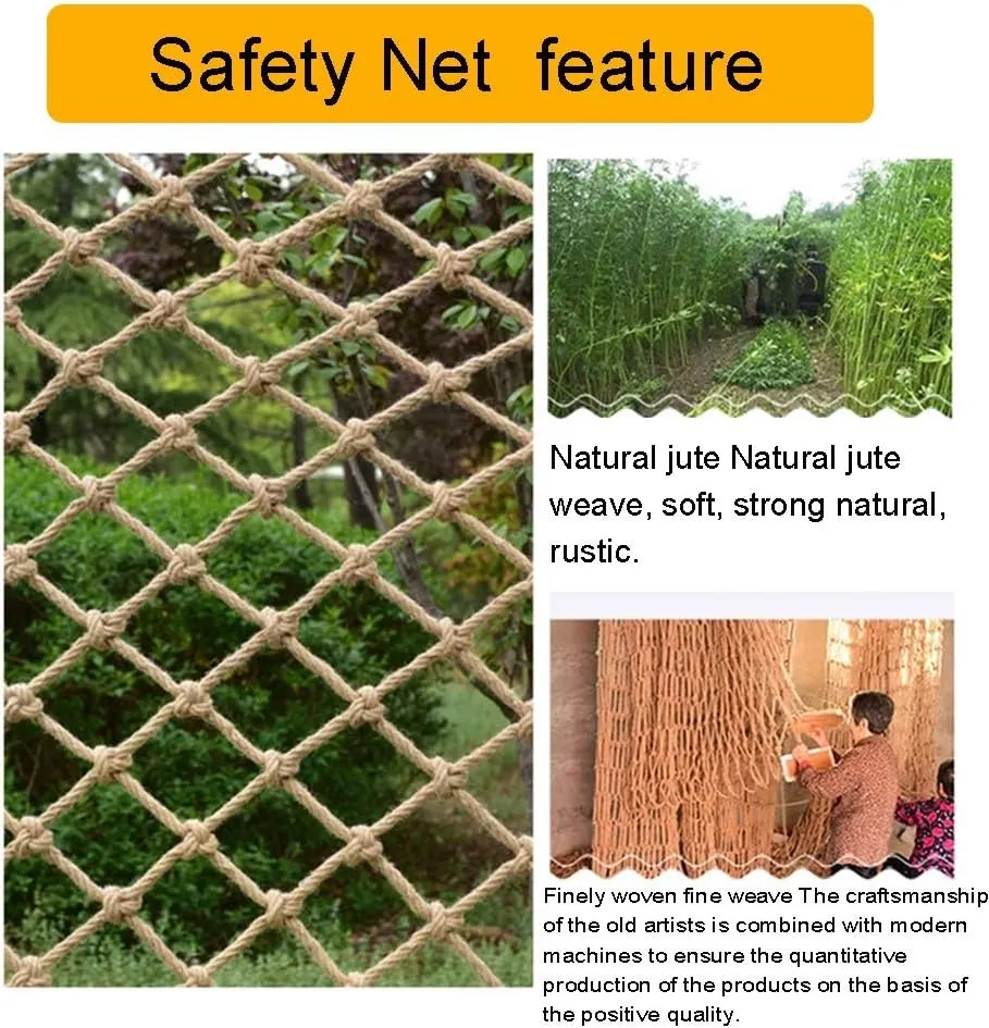 Hemp Rope Net Swing Fence Net Woven Rope Truck Cargo Trailer Netting Protection Net Decor Climbing Cargo Net Playground Railings Safety Netting Heavy Duty Hemp Rope Garden Netting