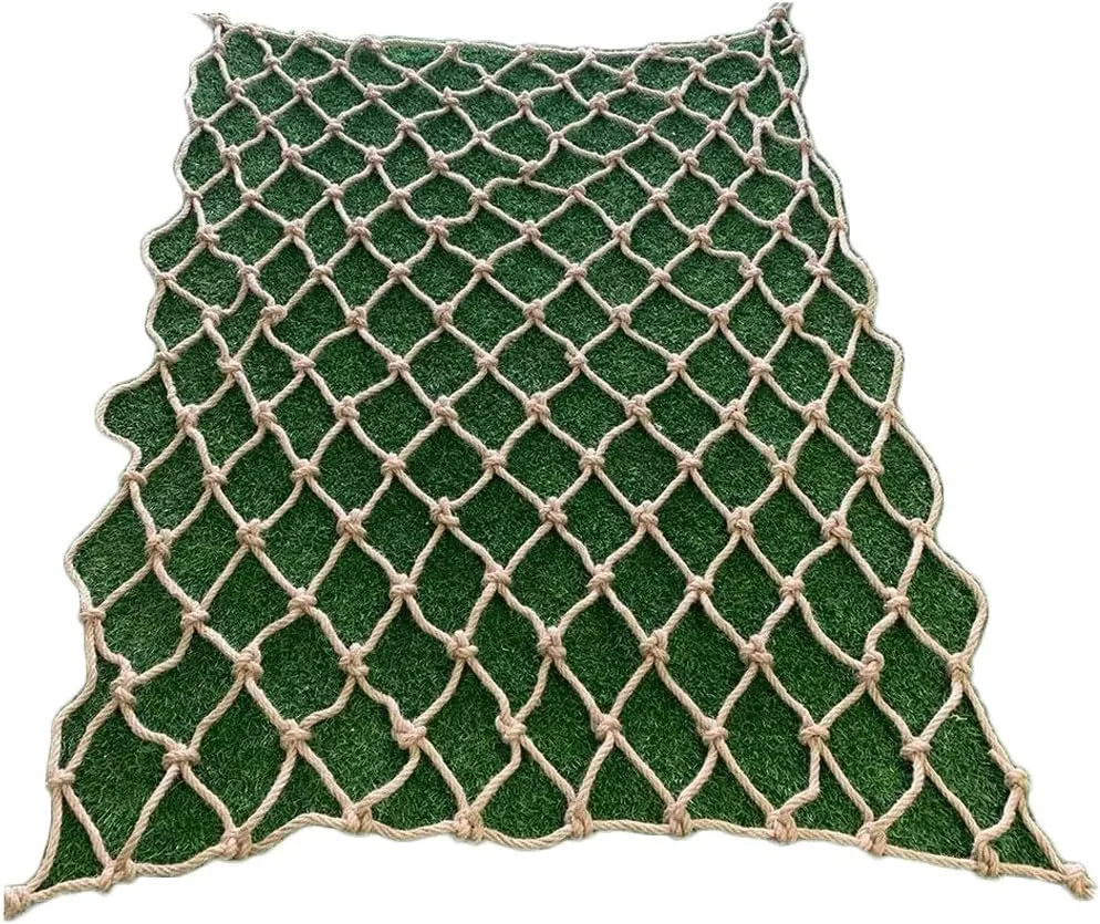 Hemp Rope Net Swing Fence Net Woven Rope Truck Cargo Trailer Netting Protection Net Decor Climbing Cargo Net Playground Railings Safety Netting Heavy Duty Hemp Rope Garden Netting