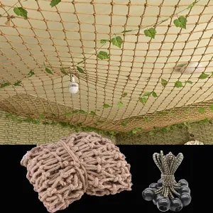 Hemp Rope Net,Treehouse Climbing Rope Netting Railing Safety Net Heavy Duty Cargo Nets Hemp Ropes Net Decorative Mesh 16x23FT / 5x7(M)