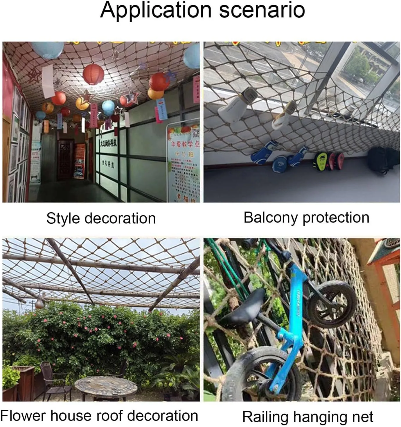 Hemp Rope Playground Protection net 3mm/10cm, Tree House Decoration net, bunk Bed Protection net, Jute Climbing Cargo net, Photo Wall Decoration net,1MX4M(3.3X13.2FT)