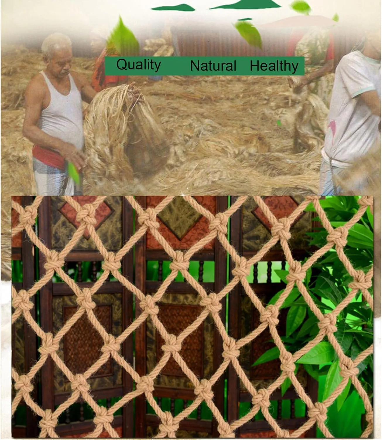 Hemp Rope Playground Protection net 3mm/10cm, Tree House Decoration net, bunk Bed Protection net, Jute Climbing Cargo net, Photo Wall Decoration net,1MX4M(3.3X13.2FT)