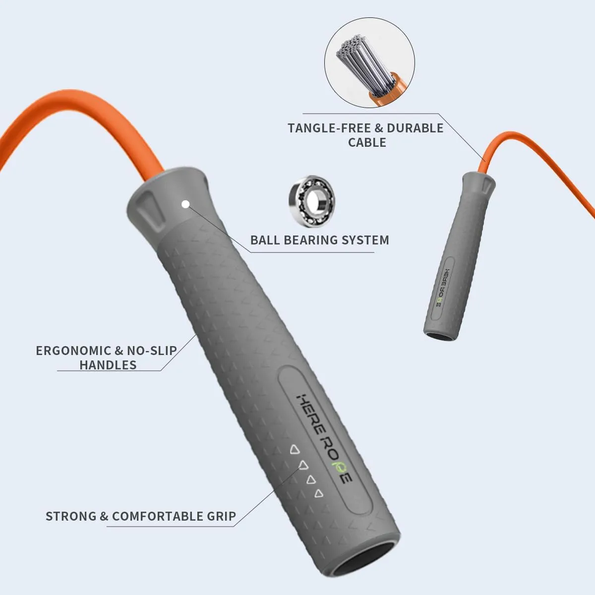 Hererope Weighted Jump Rope, Heavy Jump Rope with Durable 8MM Cable, Ergonomic Grip, Ball Bearing, Adjustable Jump Rope Weighted for Men Women, CrossFit, Muay Thai, MMA, High-Intensity Training