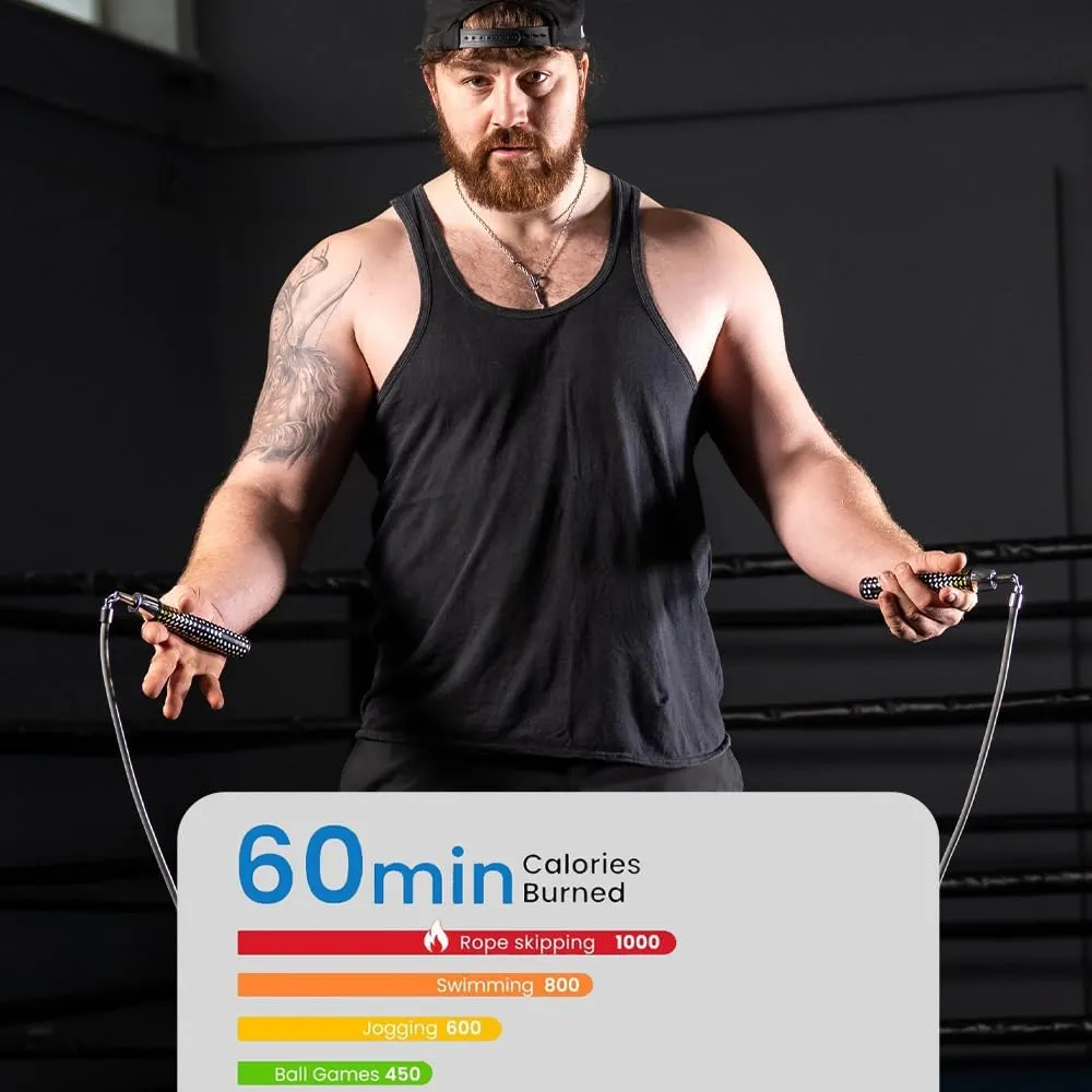 Hererope Weighted Jump Ropes for Men & Women, 1/2 LB Jump Rope Weighted With Ball-bearing, No-Slip Grip, Durable Steel Cable, Heavy Jump Rope Designed for Fitness, High-Intensity Strength Workouts, crossfit