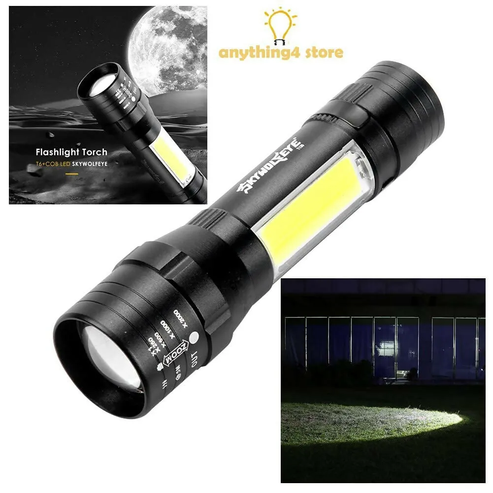 High-Quality Rechargeable Metal LED COB Torch