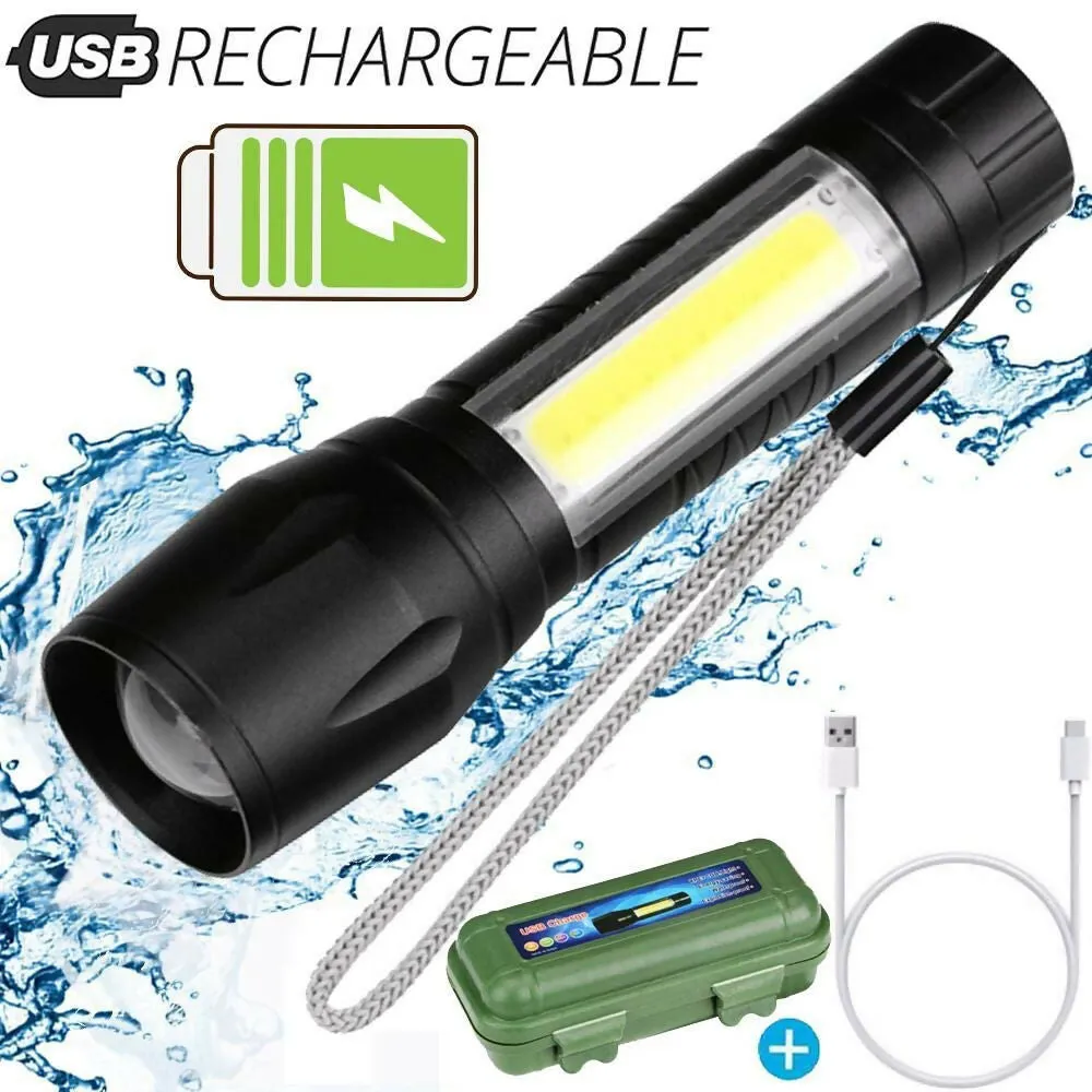 High-Quality Rechargeable Metal LED COB Torch