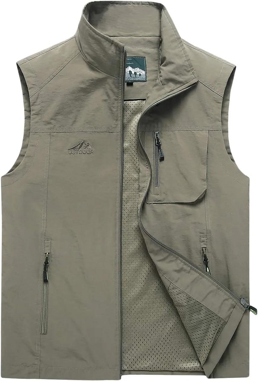 Hixiaohe Men's Casual Lightweight Outdoor Vest Work Fish Photo Travel Vest