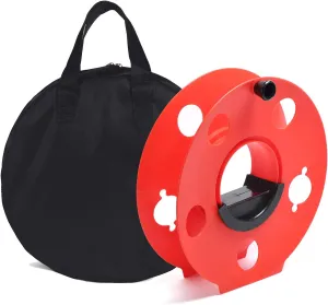 Homeon Wheels Cord Storage Reel with Center Spin Handle Easy to Use with Carrying Bag 100-Feet Red