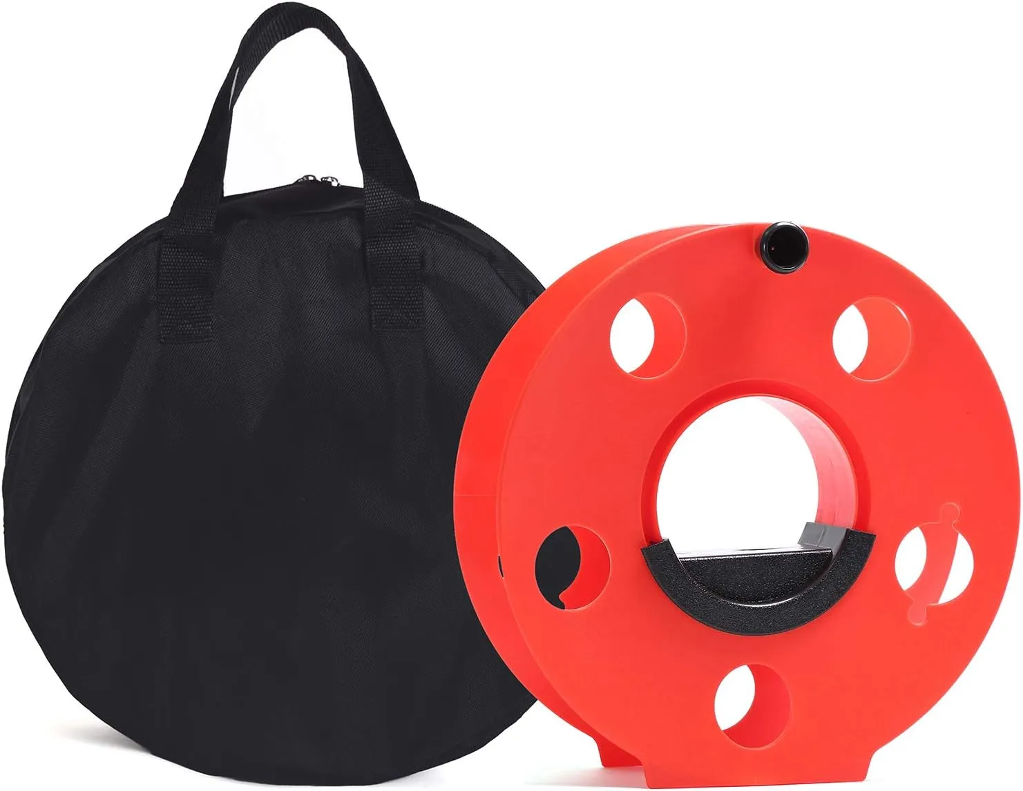 Homeon Wheels Cord Storage Reel with Center Spin Handle Easy to Use with Carrying Bag 100-Feet Red