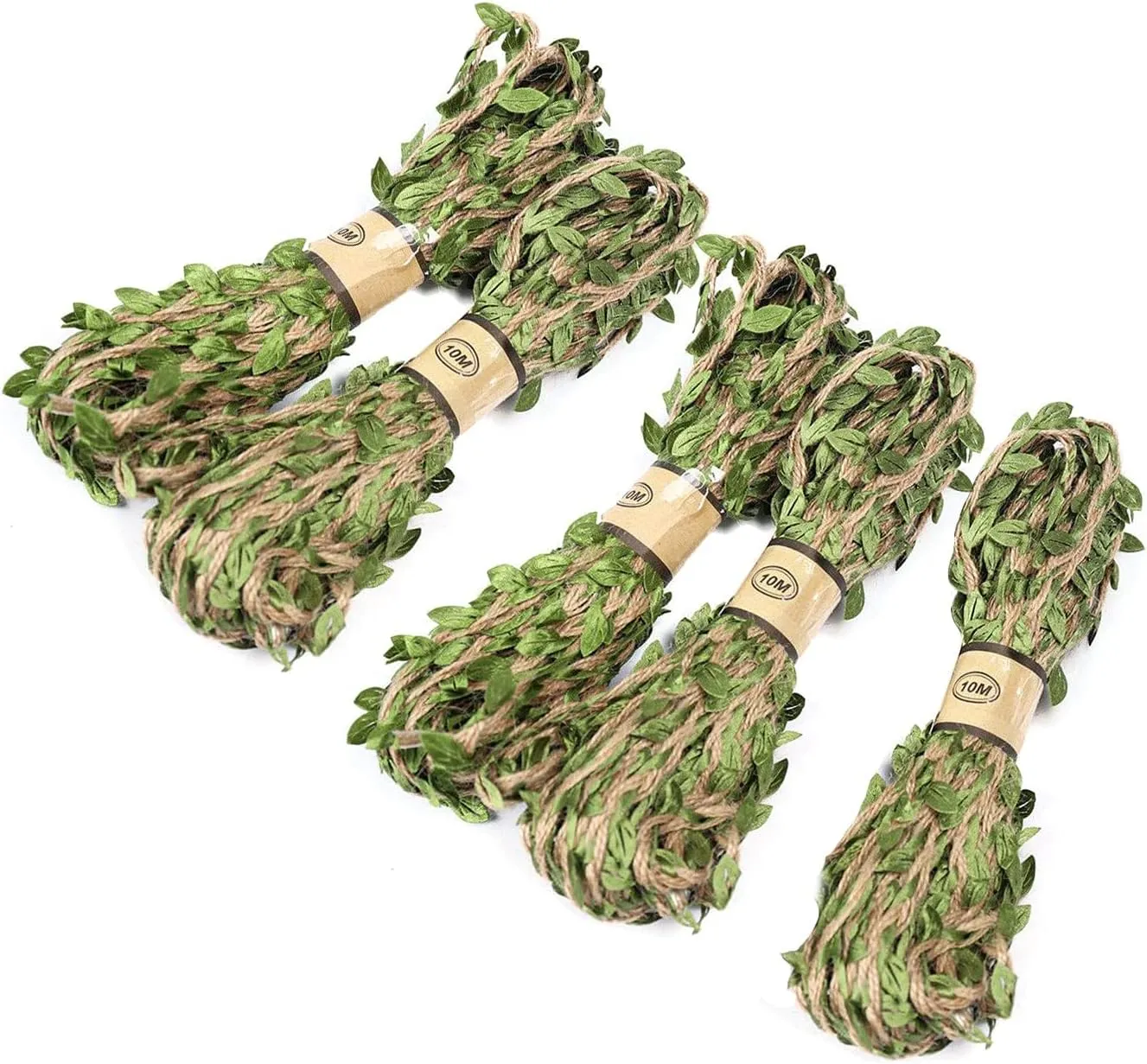 HomeSoGood 164 ft Vintage Artificial Leaf Jute Twine Burlap Rope Natural Hessian Craft Ribbon Wedding Decal Home DIY Party(164ft,Green)