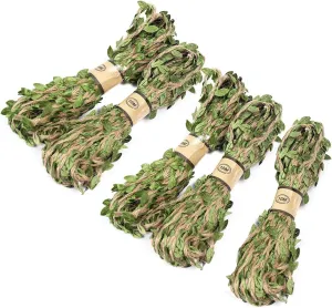 HomeSoGood 164 ft Vintage Artificial Leaf Jute Twine Burlap Rope Natural Hessian Craft Ribbon Wedding Decal Home DIY Party(164ft,Green)