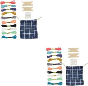 Homoyoyo 1 Set DIY Weaving Cards with Shuttle and Embroidery Threads Crafting Loom Supplies for Creative Projects Includes Storage Bag Present for Weaving Enthusiasts