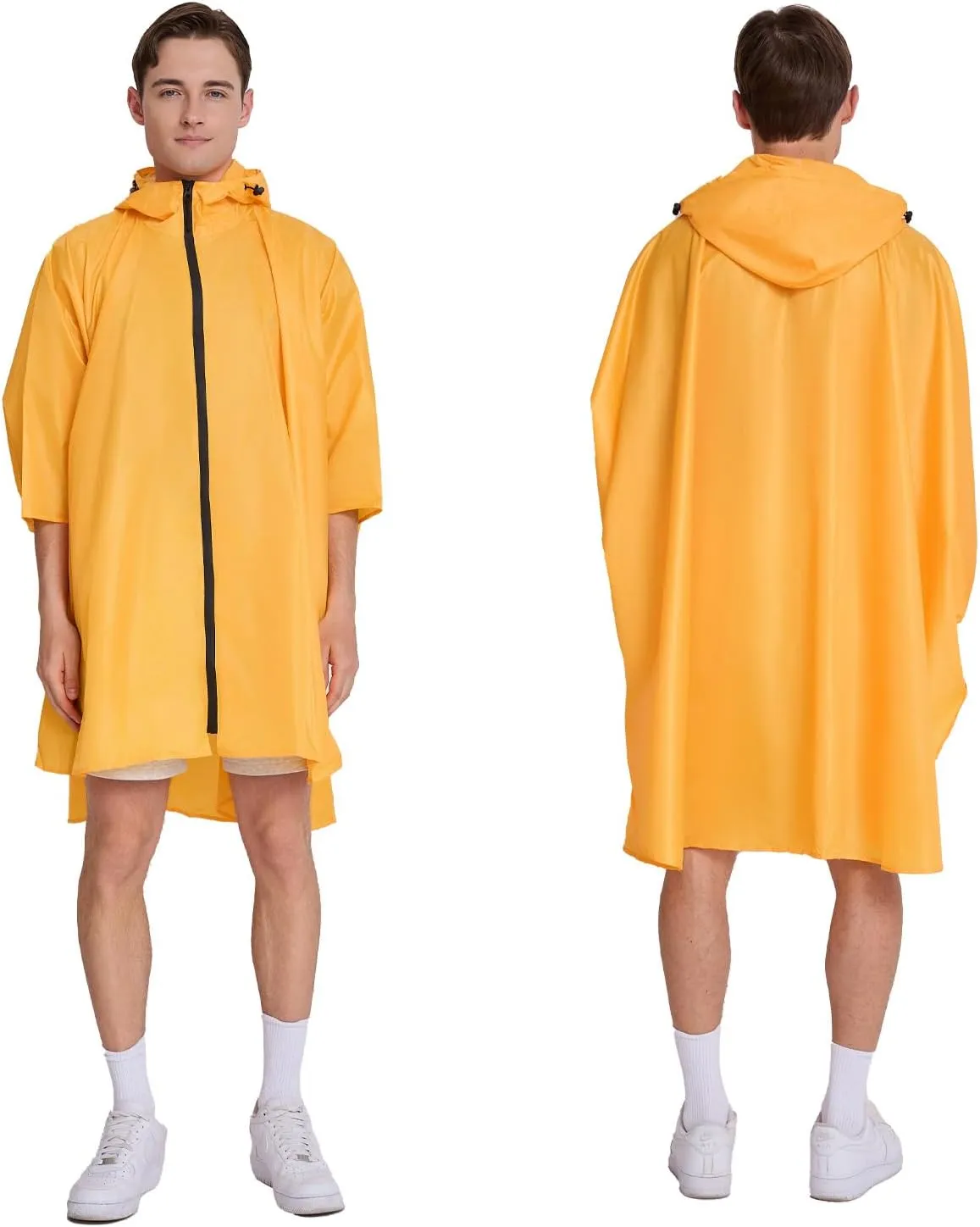 Hooded cape style waterproof raincoat suitable for outdoor activities, hiking, mountaineering, and both men and women