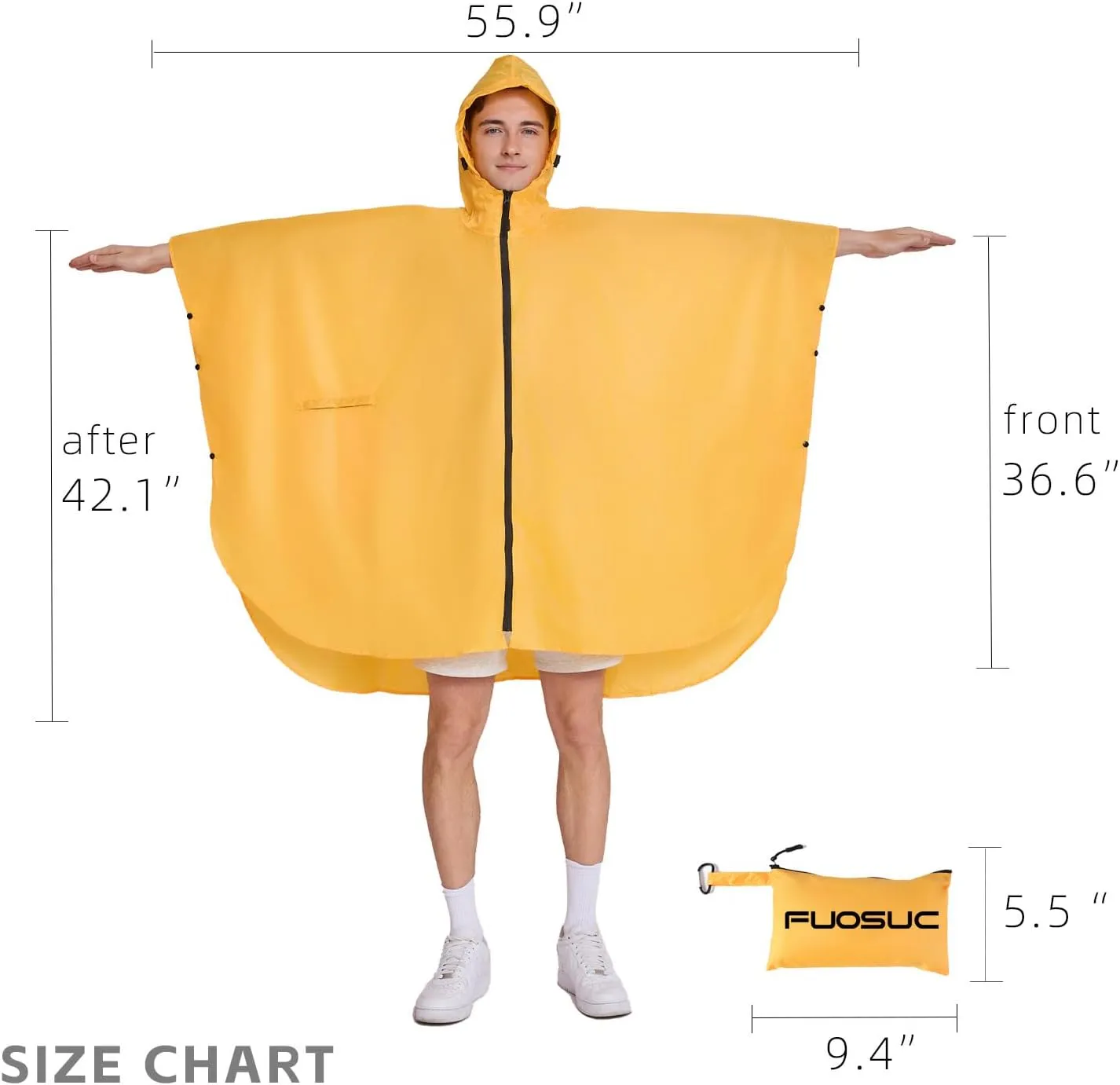 Hooded cape style waterproof raincoat suitable for outdoor activities, hiking, mountaineering, and both men and women