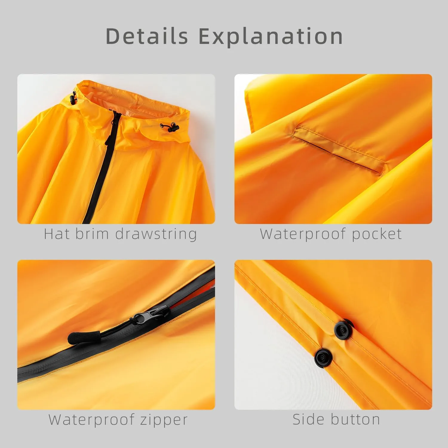Hooded cape style waterproof raincoat suitable for outdoor activities, hiking, mountaineering, and both men and women