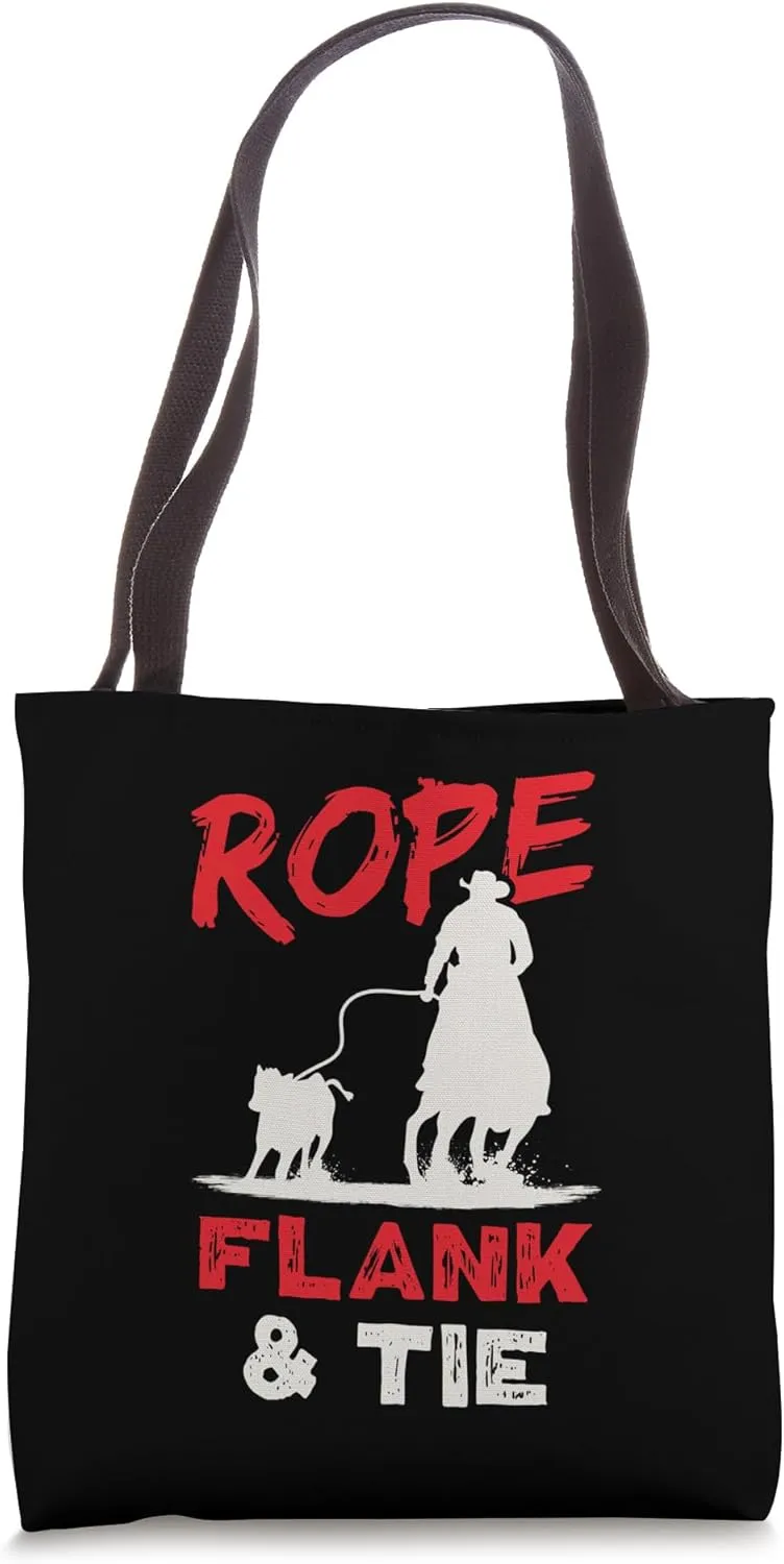 Horse Roping Rodeo Cowboy Rope Flank And Tie Calf Roping Tote Bag