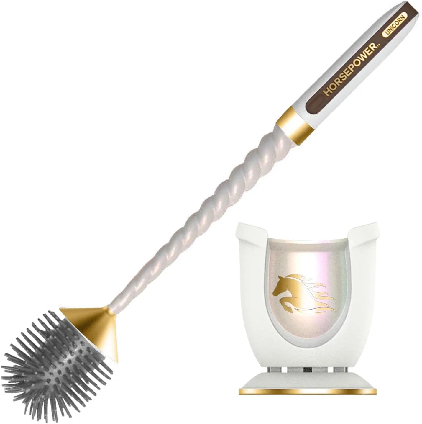 Horsepower Unicorn GOLD Edition AS-SEEN-ON-TV, Motorized Toilet Brush, Powerful Spinning Action, 360 Degree Cleaning, Flexible Silicone Bristles, Eliminate Stains & Residue, No Scrubbing, Rechargeable