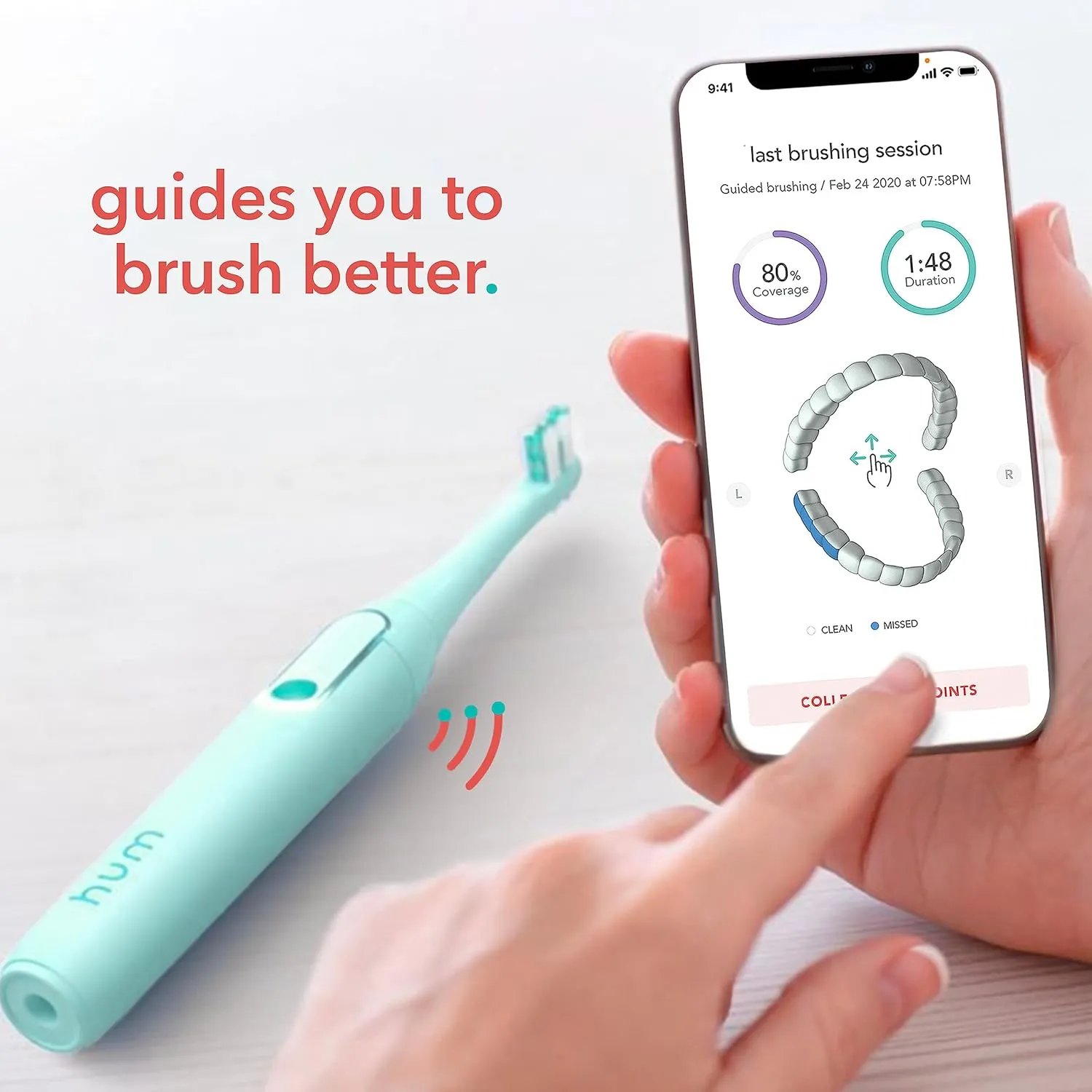 hum by Colgate Smart Electric Toothbrush Kit, Rechargeable Sonic Toothbrush with Travel Case & Bonus Replacement Brush Head, Teal(Discontinued/no refill heads available)