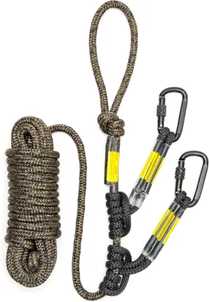 Hunting Safety Rope 30ft with Two Prusik Knots and Carabiners for Hunters to Climb Tree Stands to Hang Ladder Stands or Bow Lifelines to Prevent Falls While Hunting on Stands.