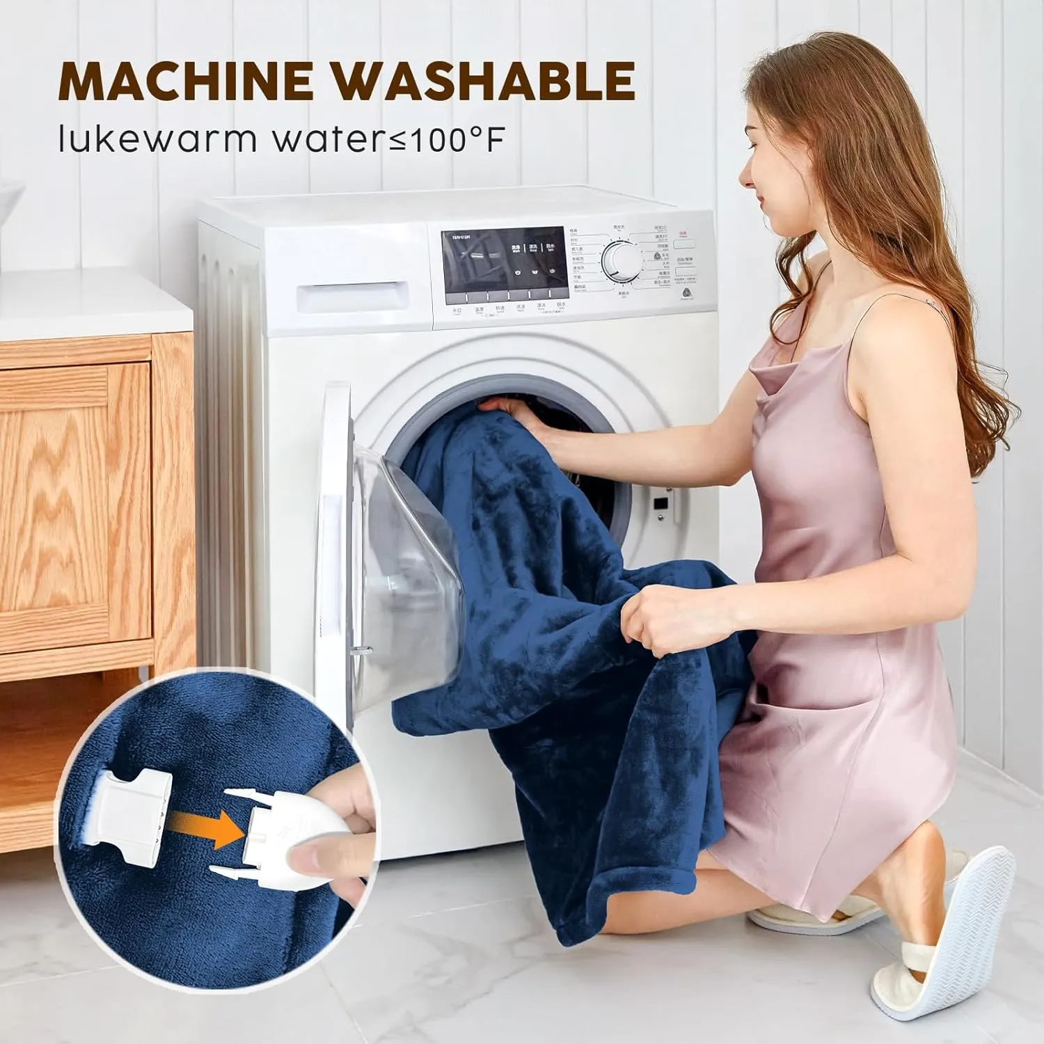 HYLEORY Heated Electric Blanket Throw 50" x 60" Soft Warm Flannel with 6 Heating Levels & 9 Hours Timer Auto Shutt Off, Heating Blanket for Full Body - Navy Blue