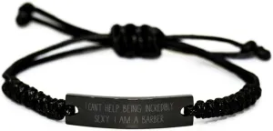 I Can't Help Being Incredibly Sexy. I am a. Black Rope Bracelet, Barber Engraved Bracelet, Love Gifts for Barber from Friends, Barber Birthday Gift Ideas, Barber Birthday Gift Basket, Barber Birthday