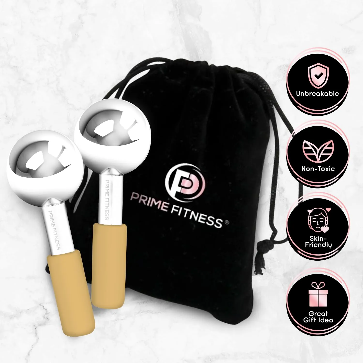 Ice Globes for Facials | Unbreakable Steel Cooling Roller | Cryo Sticks for Face | Massager for Face Neck & Eyes | Skin Care for Dark Circles, Puffiness, Wrinkles, Collagen Production (GOLD)