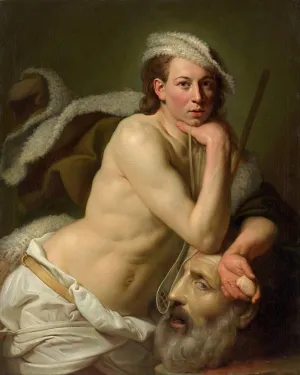 iIIHARTII Print Poster Canvas Wall Art Classic Print Art Self portrait As David with the Head of Goliath by Johan Zoffany Painting Artwork for Home Decor 60x90cm