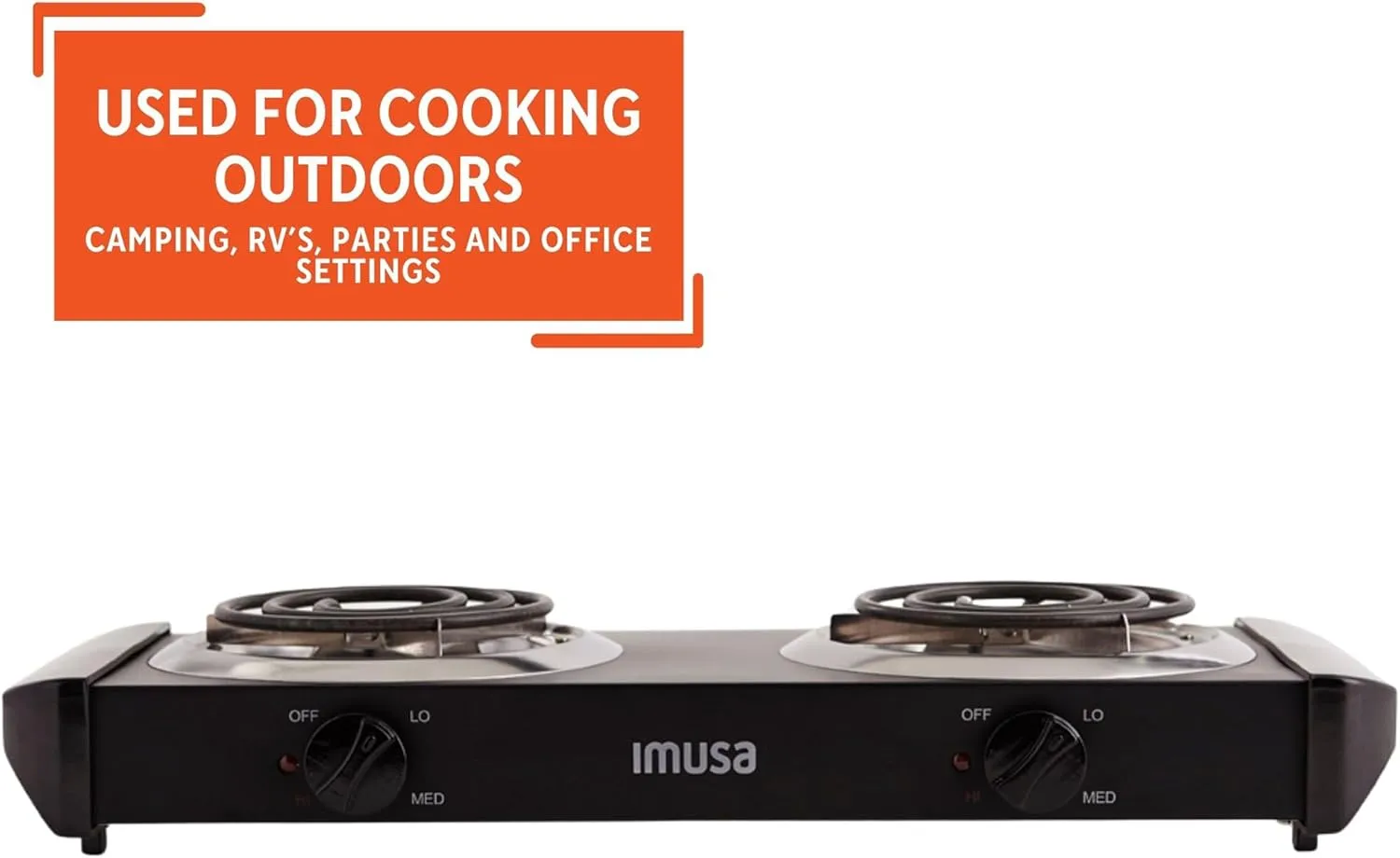 IMUSA USA GAU-80306 Electric Double Burner 1750-Watts , Black