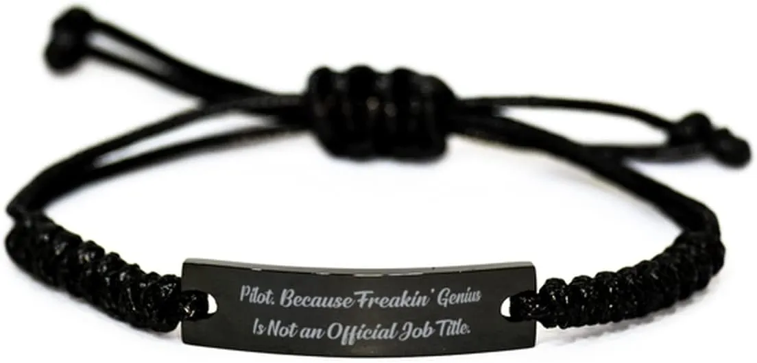 Inappropriate Pilot Gifts, Pilot. Because Freakin' Genius Is Not an Official, Unique Black Rope Bracelet For Coworkers From Boss, Gifts for pilots, Pilot appreciation gifts, Gifts for aviation lovers,