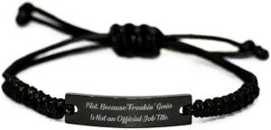 Inappropriate Pilot Gifts, Pilot. Because Freakin' Genius Is Not an Official, Unique Black Rope Bracelet For Coworkers From Boss, Gifts for pilots, Pilot appreciation gifts, Gifts for aviation lovers,