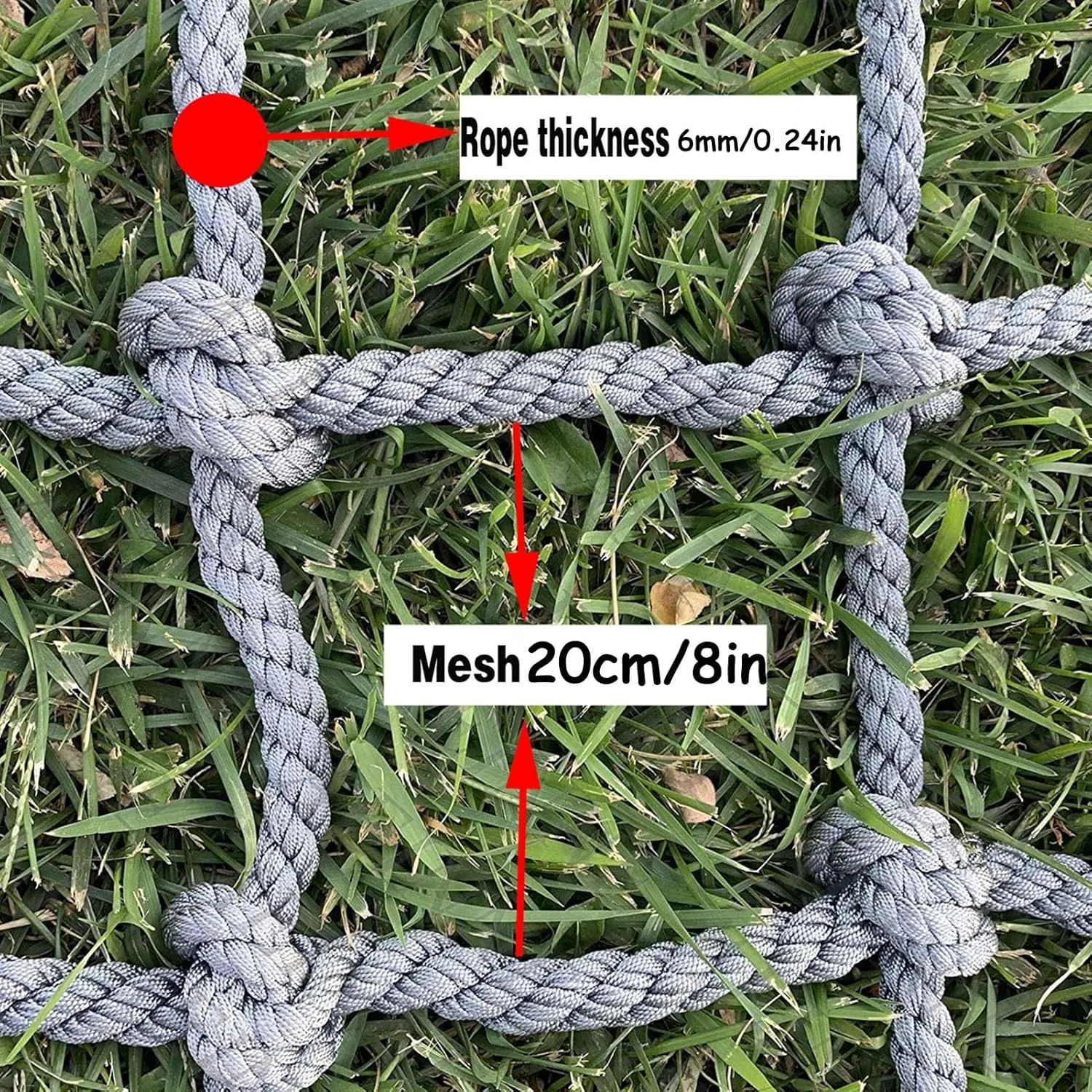 Indoor &Outdoor Climbing Rope Net Safety Net Adult Heavy Duty Strength Training Climbing Nets Net Dia 6mm Mesh 20cm Cargo Netting(Size:1x8m/3.3x26.2ft)