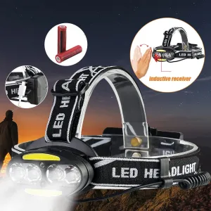 Induction Sensor Headlight 35000lm 4*T6 2*COB LED Head Lamp Flashlight Torch Head Light 18650 Battery USB Rechargeable Headlamps