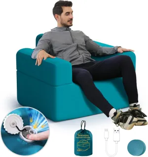 Inflatable Couch Self Inflatable Sofa, Air Couch with Built-in Air Pump Rechargeable, 4kPa High-Pressure & Durable Blow up Couch Camping Couch for Picnic Beach Home (Armchair)