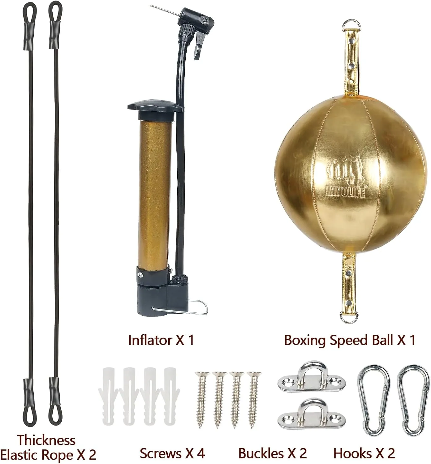 InnoLife Double End Punching Ball Striking Punching Bag Kit, Speed Striking Reflex Kit with Bungee Cords Perfect for Reaction, Agility, and Hand Eye Coordination Training