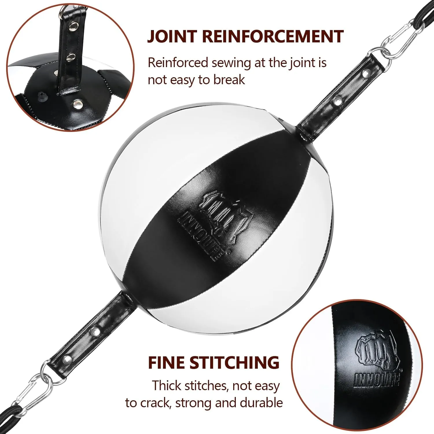 InnoLife Double End Punching Ball Striking Punching Bag Kit, Speed Striking Reflex Kit with Bungee Cords Perfect for Reaction, Agility, and Hand Eye Coordination Training