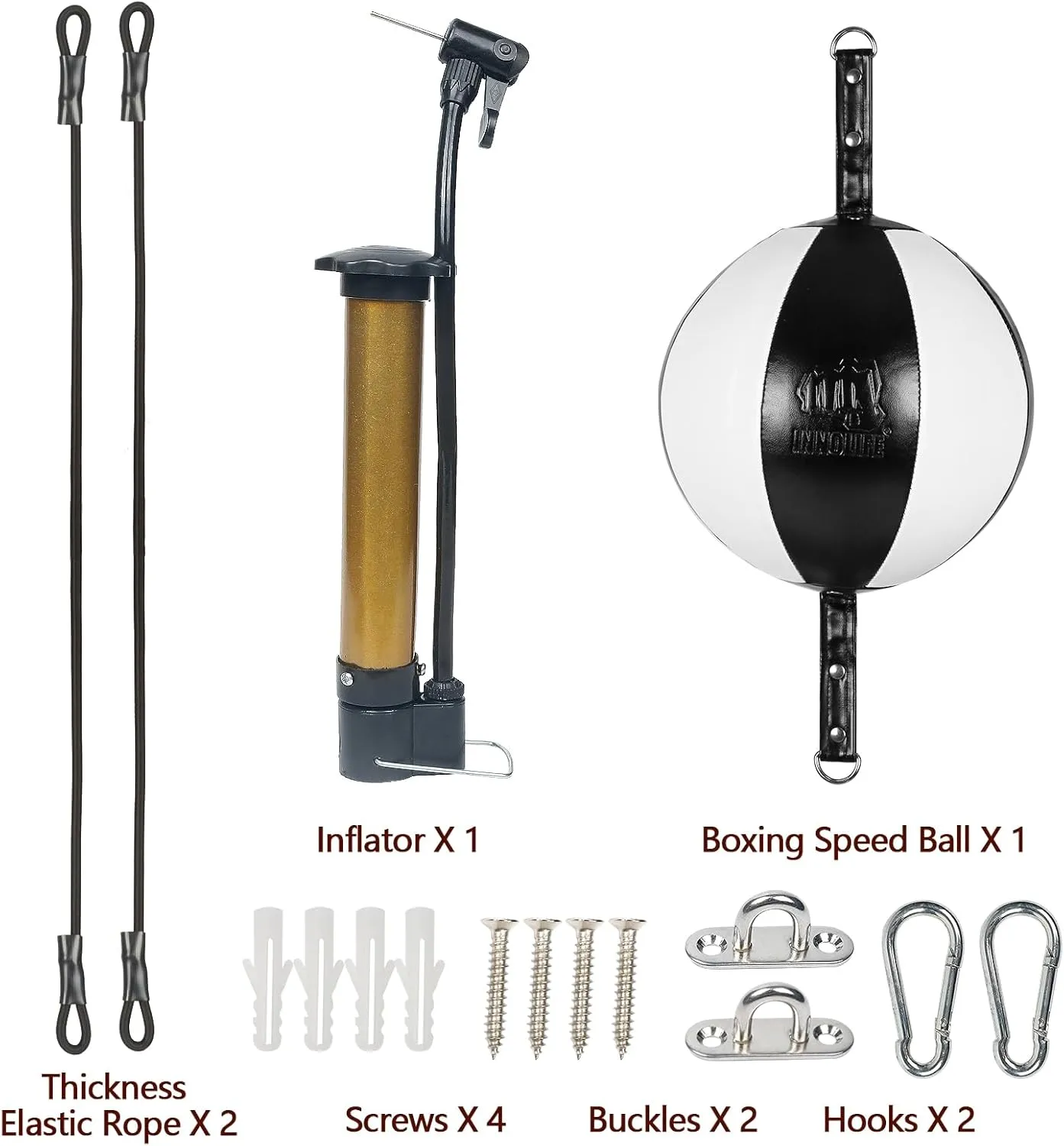 InnoLife Double End Punching Ball Striking Punching Bag Kit, Speed Striking Reflex Kit with Bungee Cords Perfect for Reaction, Agility, and Hand Eye Coordination Training