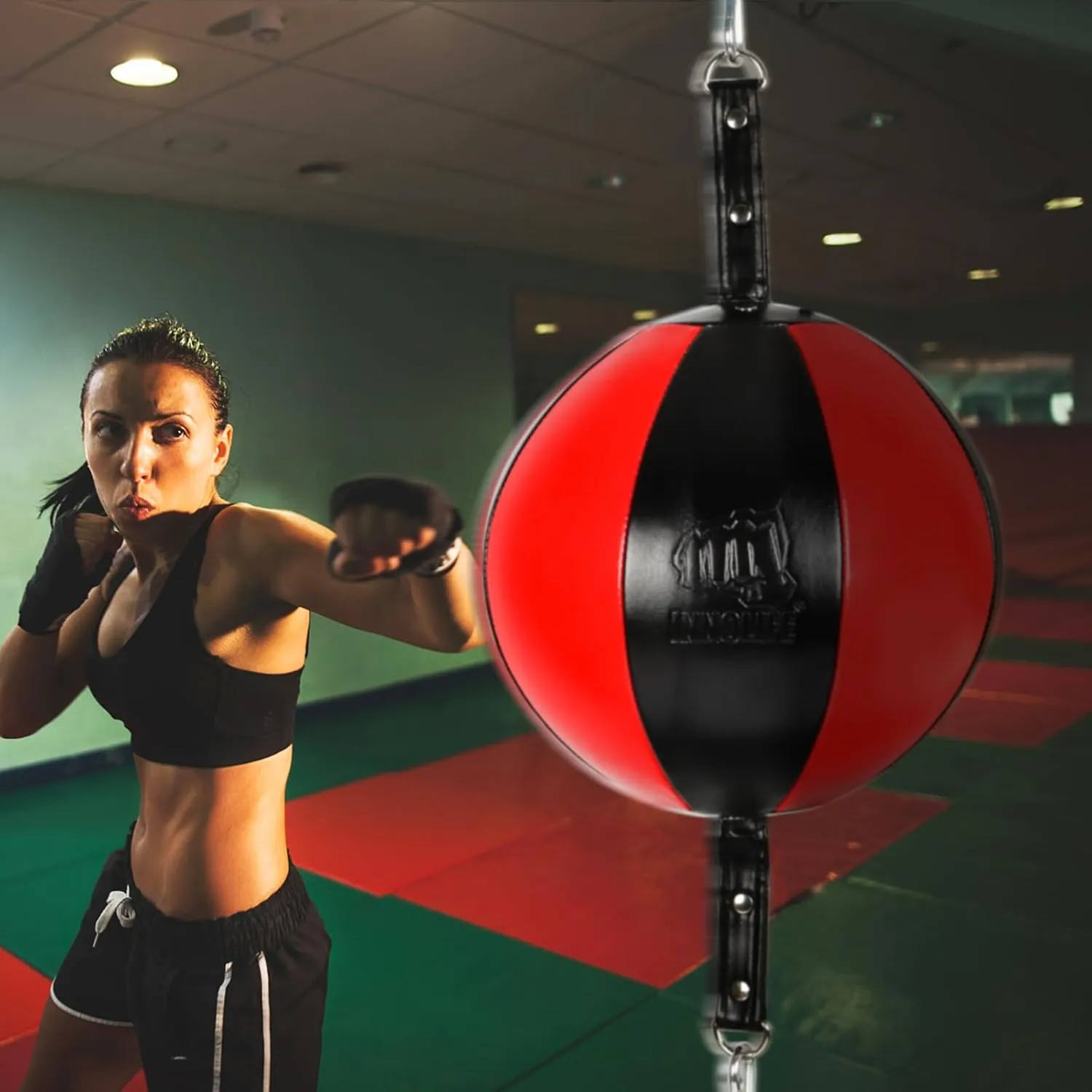 InnoLife Double End Punching Ball Striking Punching Bag Kit, Speed Striking Reflex Kit with Bungee Cords Perfect for Reaction, Agility, and Hand Eye Coordination Training