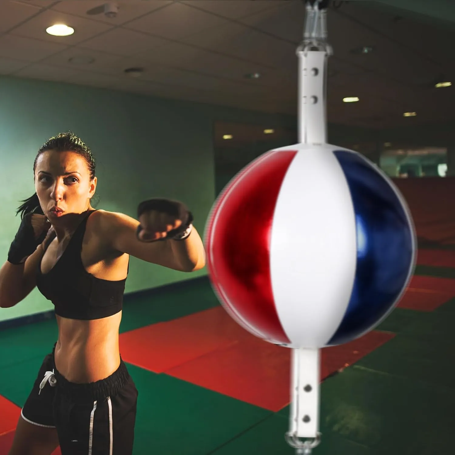 InnoLife Double End Punching Ball Striking Punching Bag Kit, Speed Striking Reflex Kit with Bungee Cords Perfect for Reaction, Agility, and Hand Eye Coordination Training