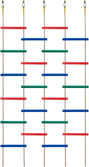 Innovative Rainbow Kids' Wooden Rope Ladder - 3/4/5-Group Connectivity, 14-Inch Wide, Ideal Ninja Warrior Accessory for Tree, Swing & Play (Set3: 4-Interlinked Colorful Ladders)