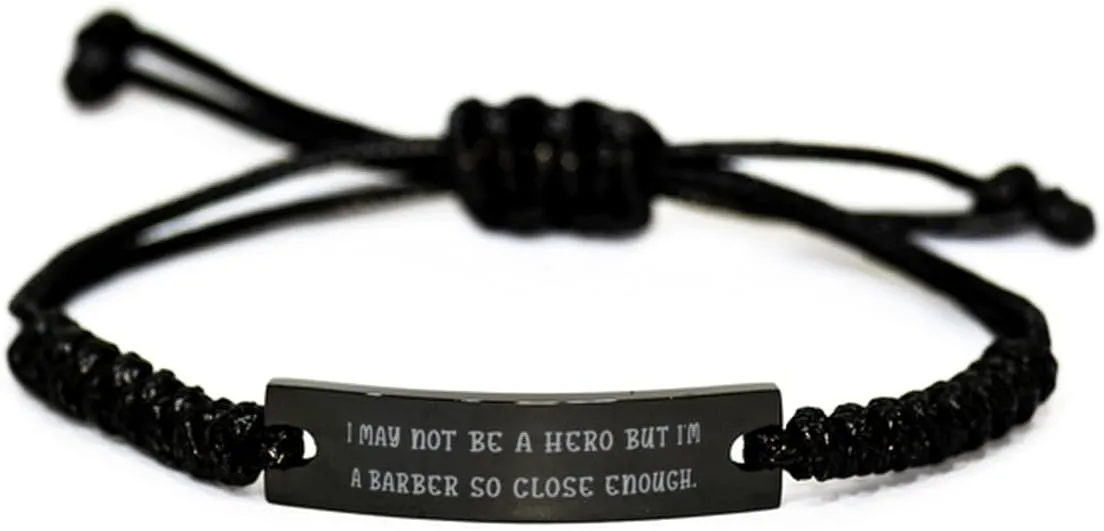Inspirational Barber Gifts, I May Not Be a Hero but I'm a Barber So, Birthday Gifts, Black Rope Bracelet for Barber from Boss, Barber Birthday Gift Ideas, Barber Birthday Gift Basket, Barber Birthday
