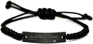 Inspirational Personal Trainer Black Rope Bracelet, You are My King, Best Birthday Christmas Valentine Gifts for Husband Boyfriend Fiance
