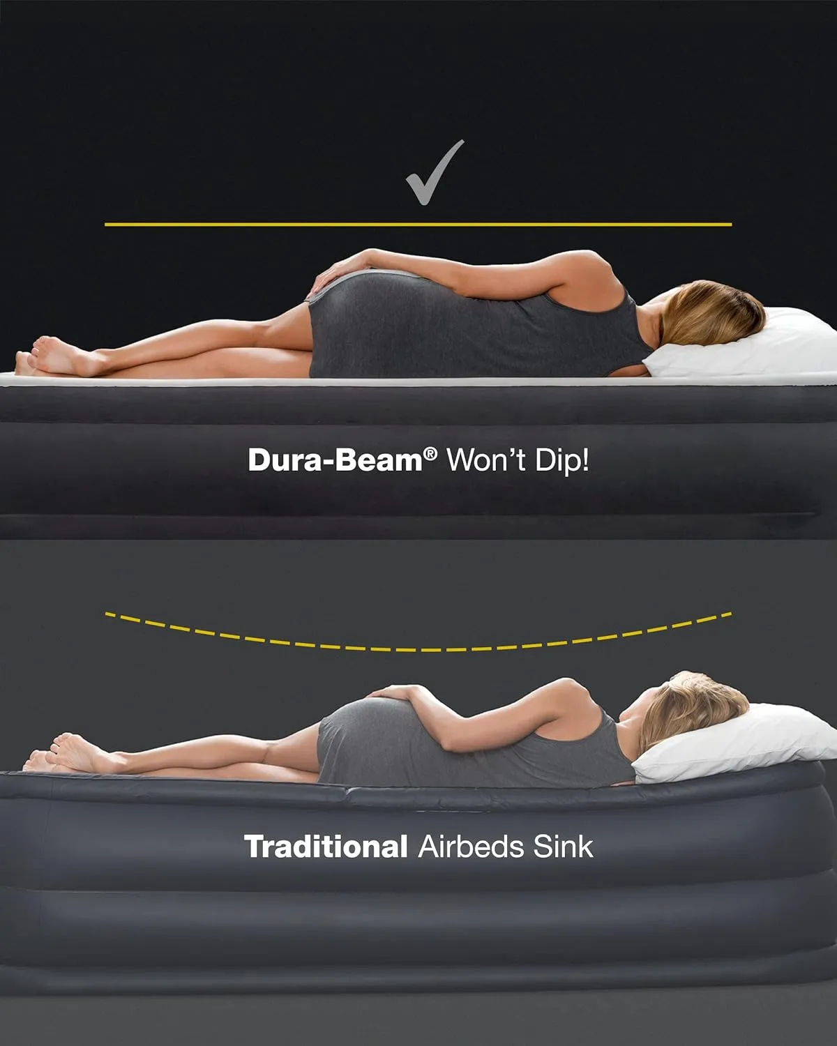 Intex 64112E Dura-Beam Standard Prestige Air Mattress: Fiber-Tech – Twin Size – Built-in USB Electric Pump – 12in Bed Height – 300lb Weight Capacity