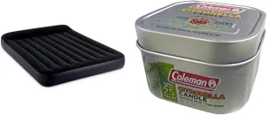 Intex 64149ED Dura-Beam Air Mattress Bundle with Coleman Pine Scented Citronella Candle - Queen Size Bed with Electric Pump, 600lb Capacity