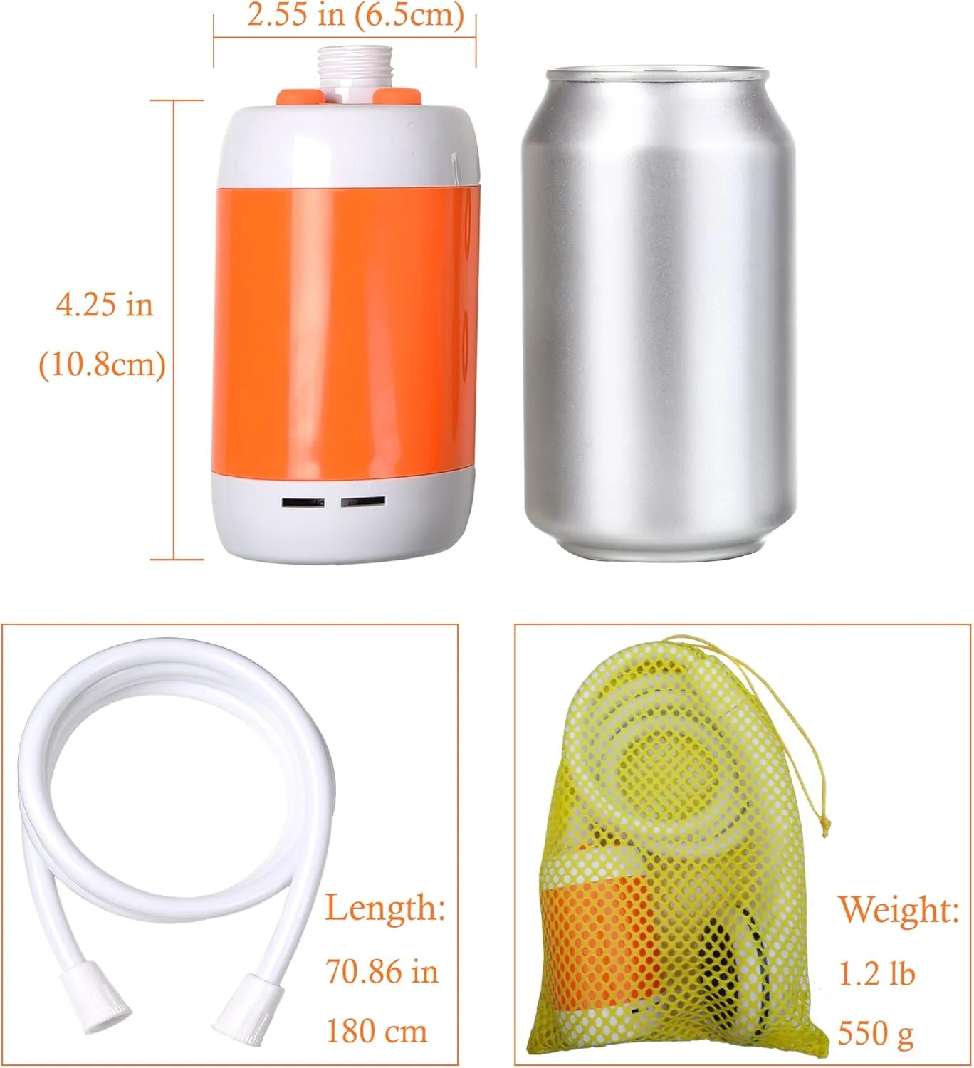 Iron Hammer Portable Shower Electric Shower Camping Shower with Shower Head Shut Off Valve