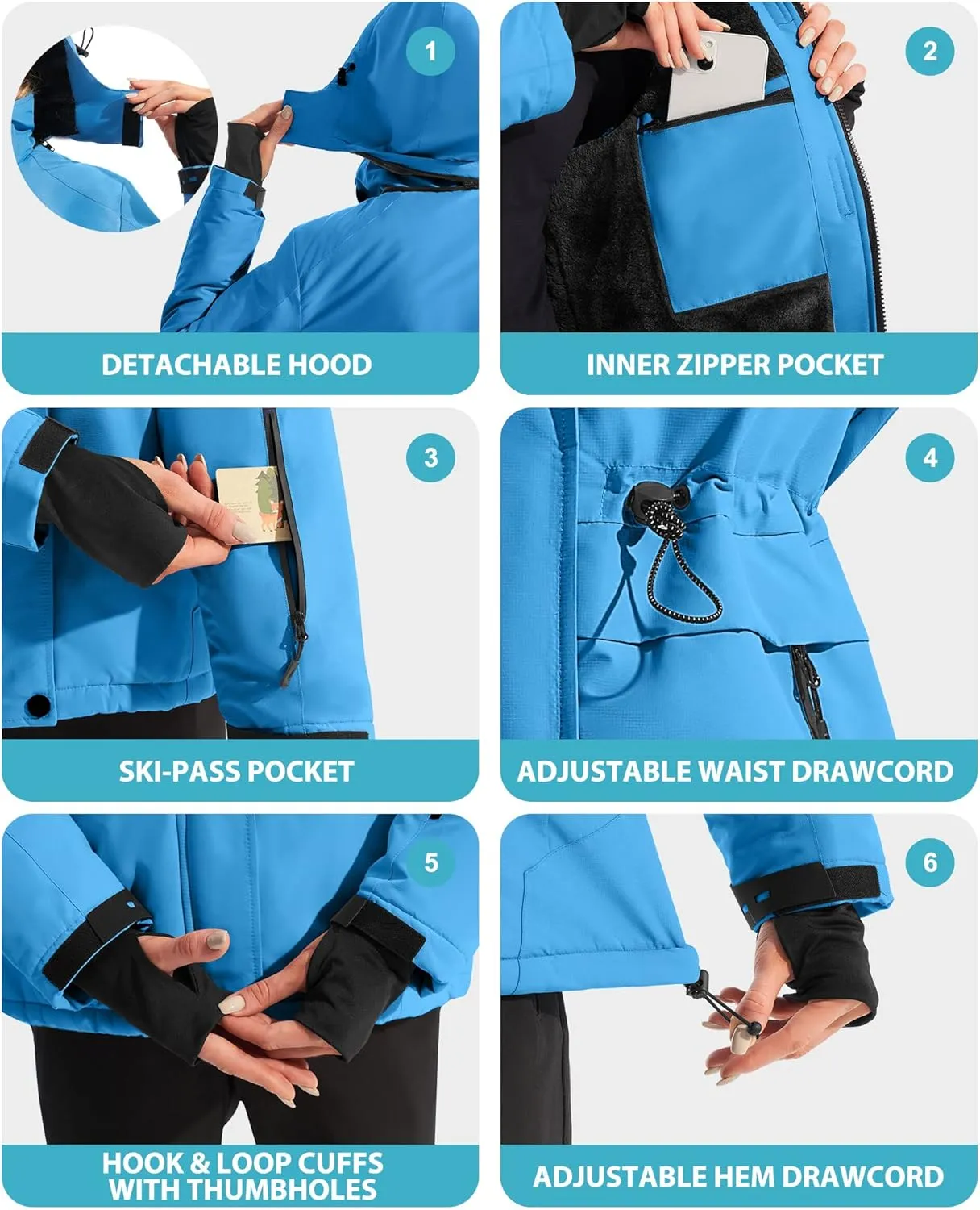 IUGA Waterproof Ski Jacket Women Warm Outdoor Winter Jackets Windproof Snowboard Winter Coats for Mountain Hiking