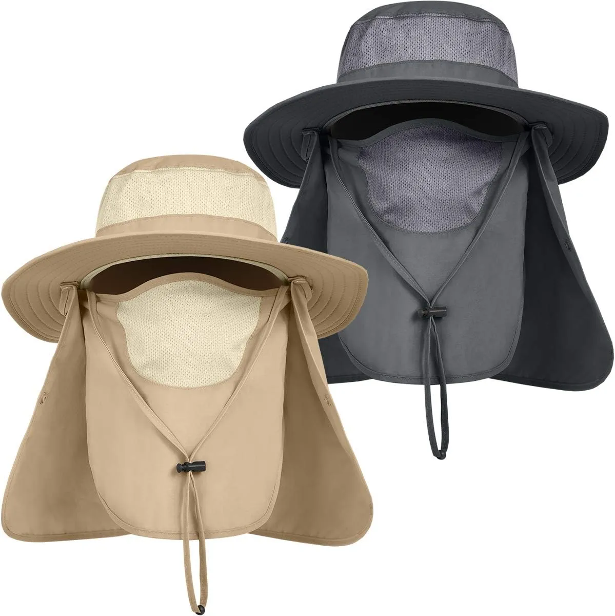 IYEBRAO Mens Outdoor Sun Hat with Face Neck Flap UV Protection Wide Brim Fishing Hat for Hiking Safari Gardening UPF 50 