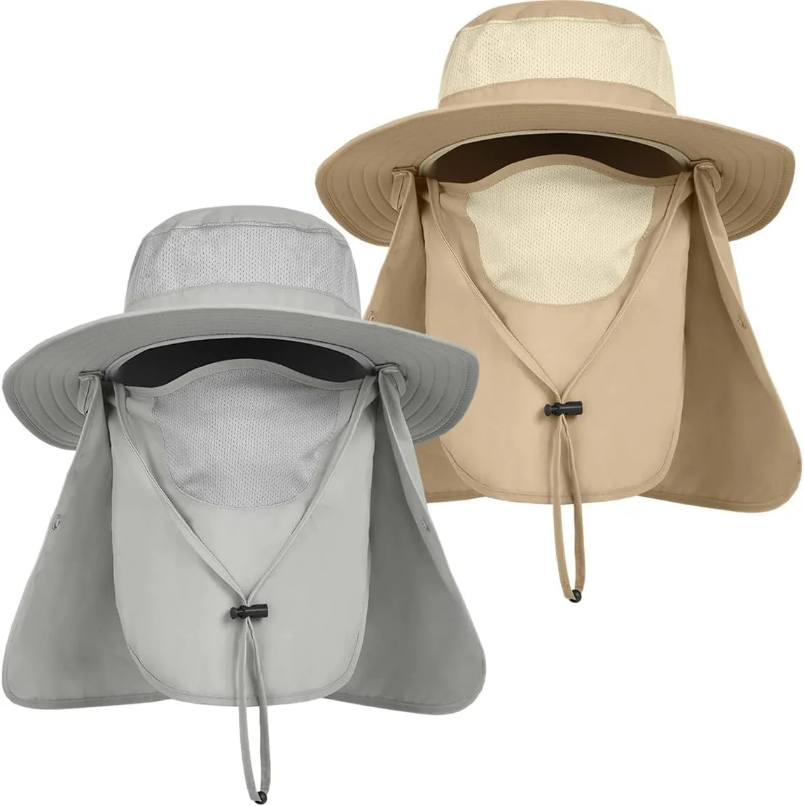 IYEBRAO Mens Outdoor Sun Hat with Face Neck Flap UV Protection Wide Brim Fishing Hat for Hiking Safari Gardening UPF 50 