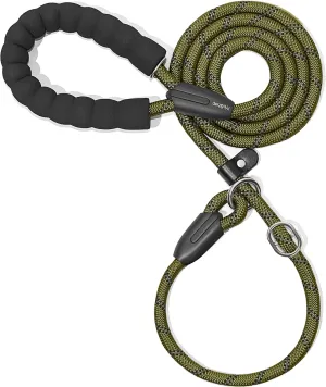 iYoShop Durable Slip Lead Dog Leash with Padded Handle and Highly Reflective Threads, No Pull Dog Training Leash (1/2" x 4 FT, Military Green)